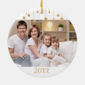 Elegant Unto Us A Child is Born Gold Christmas セラミックオーナメント (裏面)