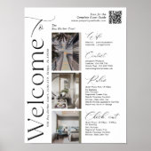 Elegant Vacation Rental Host Photo QR Welcome Sign ポスター (正面)