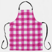 Elegant Valentine Pink Glitter Tartan on White エプロン (正面)