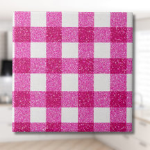Elegant Valentine Pink Glitter Tartan on White