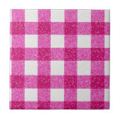 Elegant Valentine Pink Glitter Tartan on White タイル (正面)