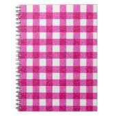 Elegant Valentine Pink Glitter Tartan on White ノートブック (正面)