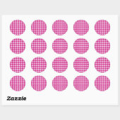 Elegant Valentine Pink Glitter Tartan on White ラウンドシール (シート)