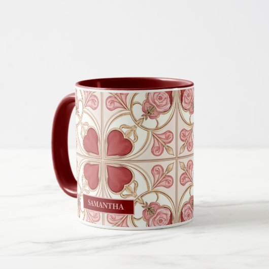 Elegant Valentine’s Day Bistro Tile マグカップ (正面左)