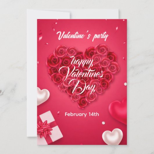 Elegant Valentine’s Day Party Invitation 招待状 (正面)