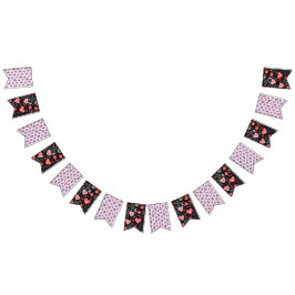 Elegant Valentine's Day floral bunting banner バンティングフラッグ