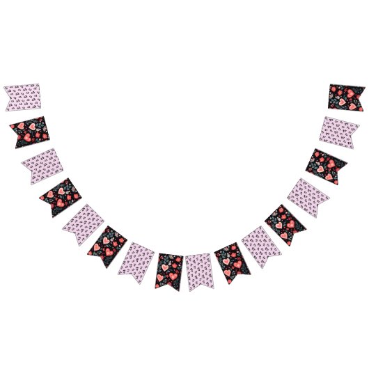 Elegant Valentine's Day floral bunting banner バンティングフラッグ (全)
