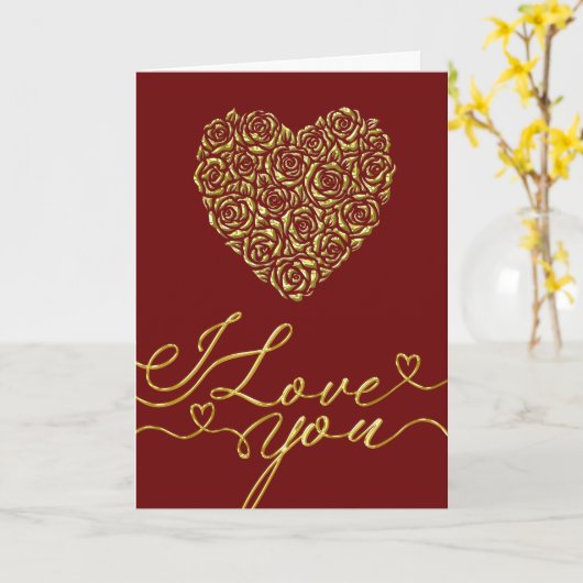Elegant Valentine's Day Heart カード (黄色い花)
