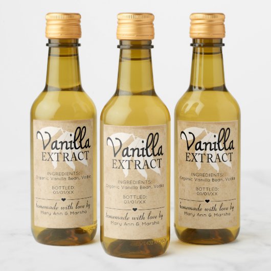 Elegant Vanilla Extract Homemade ワインラベル (ボトル)