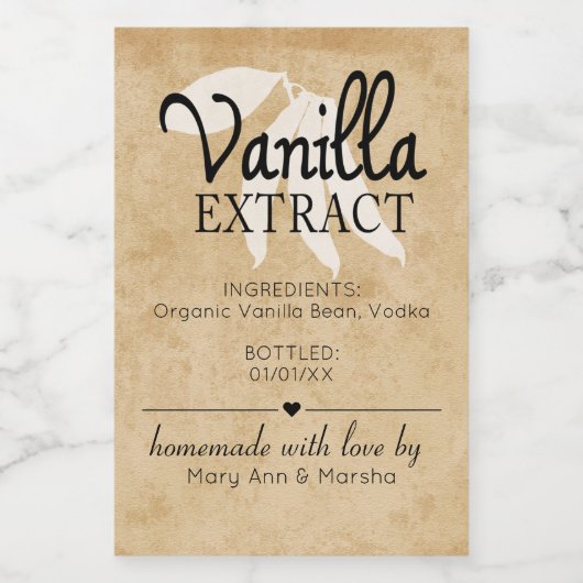 Elegant Vanilla Extract Homemade ワインラベル (シングルラベル)