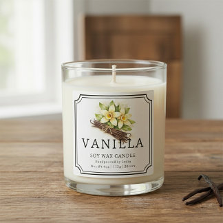 Elegant Vanilla Soy Wax Candle Business Label スクエアシール