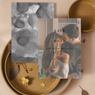 Elegant Vellum Overlay Watercolor Photo Wedding セーブザデート