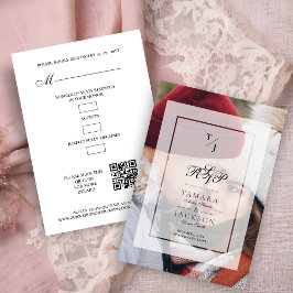 Elegant Vellum Transparency Wedding Initials Photo 出欠カード