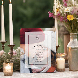 Elegant Vellum Transparency Wedding Initials Photo 台座サイン