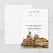 Elegant Venice Skyline Watercolor Wedding 出欠カード (正面/裏面)