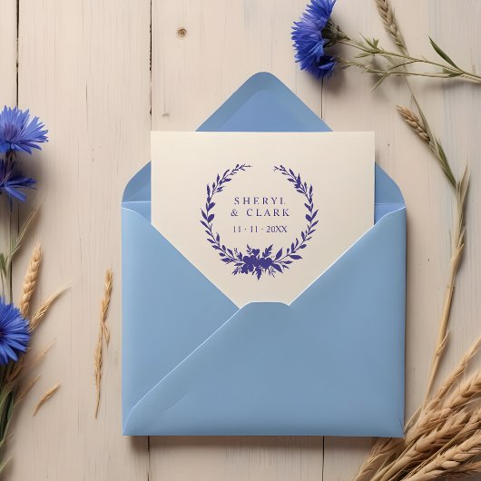 Elegant Versatile Floral & Hearts Wedding Wreath ラバースタンプ