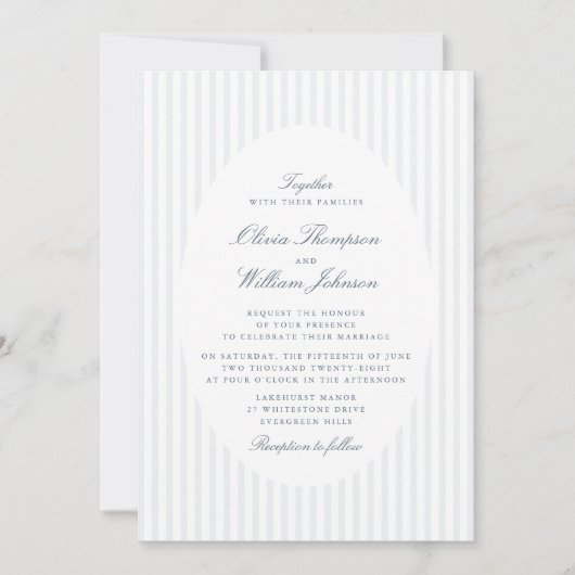 Elegant Vertical Stripe Classic Wedding Invitation 招待状 (正面)