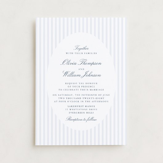 Elegant Vertical Stripe Classic Wedding Invitation 招待状