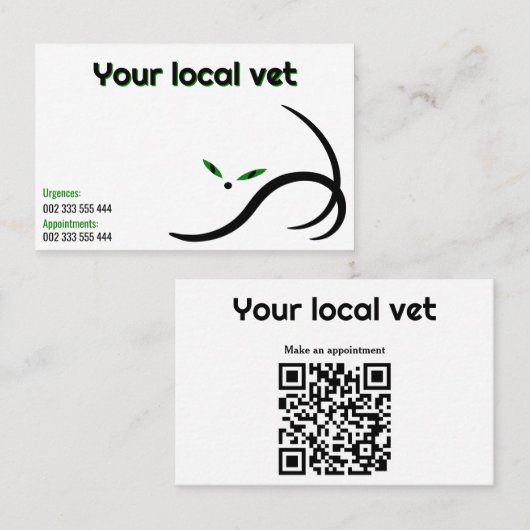Elegant vet minimalist black cat 名刺 (正面/裏面)