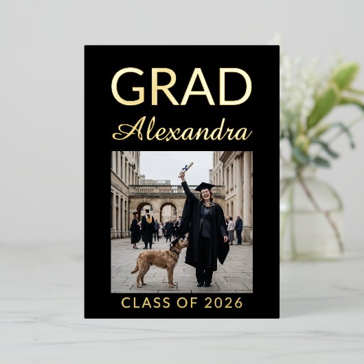 Elegant Veterinary Medicine Graduation Party 箔招待状 (立ち正面)