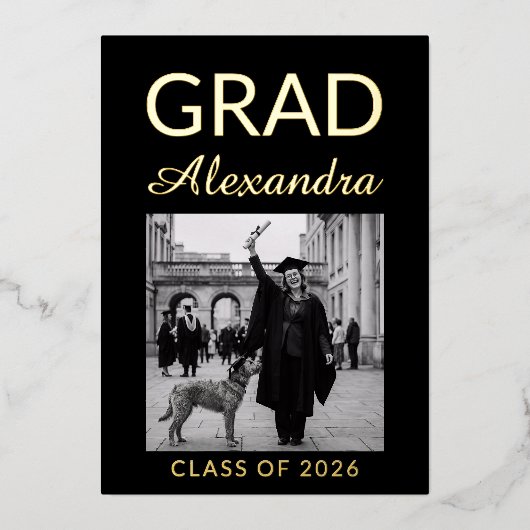 Elegant Veterinary Medicine Graduation Party 箔招待状 (正面)