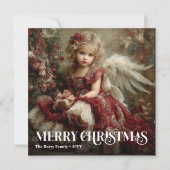 Elegant Victorian Angel Burgundy Red Green Gold  シーズンカード (正面)