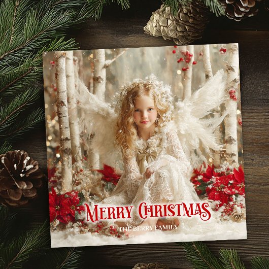 Elegant Victorian angel red and gold classic card シーズンカード