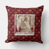 Elegant Victorian Angel Red Gold Accent Christmas  クッション (正面)