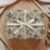 Elegant Victorian Bauble and Bow Christmas Gift  ラッピングペーパー