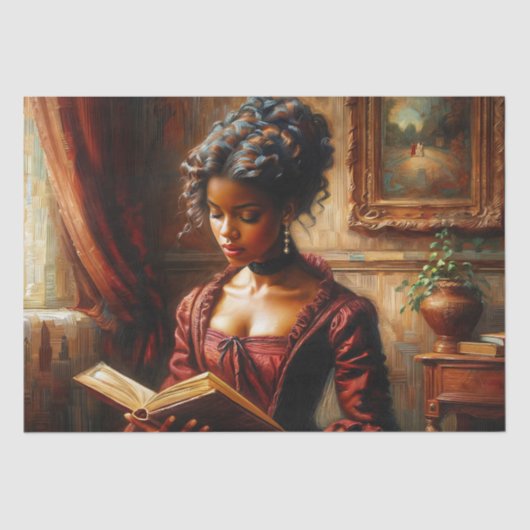 Elegant Victorian Black Lady Reading Tissue Paper 薄葉紙 (正面)