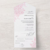 Elegant Victorian Blush Pink Floral Wedding  オールインワン招待状 (内側)
