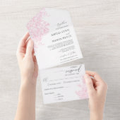 Elegant Victorian Blush Pink Floral Wedding  オールインワン招待状 (貼ってはがせる)