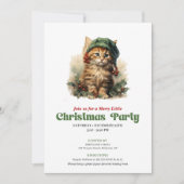 Elegant Victorian Christmas cat party invitation 招待状 (正面)