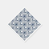 Elegant Victorian Damask Flower Pattern Navy Blue  スタンダードカクテルナプキン (角)