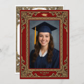 Elegant Victorian Era 1877 Graduation 案内状 (正面/裏面)