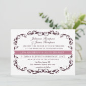 Elegant Victorian Flourish Filigree White Wedding 招待状 (スタンド正面)