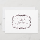 Elegant Victorian Flourish Filigree White Wedding 招待状 (裏面)