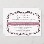 Elegant Victorian Flourish Filigree White Wedding 招待状 (正面/裏面)