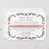 Elegant Victorian Flourish Filligree White Wedding 招待状 (正面)