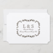 Elegant Victorian Flourish Filligree White Wedding 招待状 (裏面)