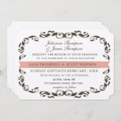 Elegant Victorian Flourish Filligree White Wedding 招待状 (正面/裏面)