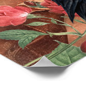 Elegant Victorian Gothic Girl Floral & Raven ポスター (角)