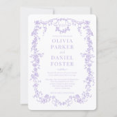 Elegant Victorian Lilac Purple All in One Wedding 招待状 (正面)