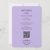 Elegant Victorian Lilac Purple All in One Wedding 招待状 (裏面)