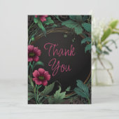 Elegant victorian moody dark green pink floral サンキューカード (スタンド正面)