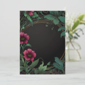 Elegant victorian moody dark green pink floral 招待状 (スタンド正面)