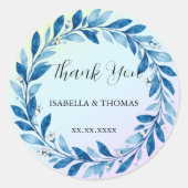 Elegant Victorian Navy Blue Daisy Floral Botanical ラウンドシール (正面)