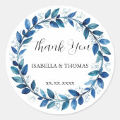 Elegant Victorian Navy Blue Daisy Floral Botanical ラウンドシール (正面)