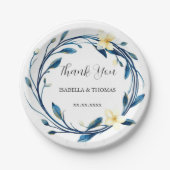 Elegant Victorian Navy Blue Lily Floral Botanical  ペーパープレート (正面)