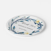 Elegant Victorian Navy Blue Lily Floral Botanical  ペーパープレート (アングル)